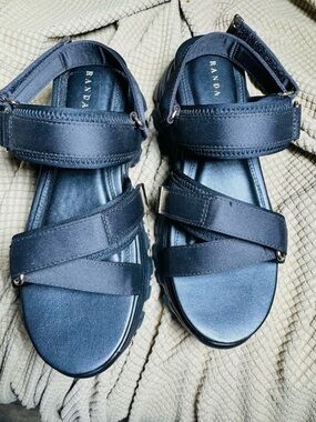 RANDA Black Strappy Sport Sandals